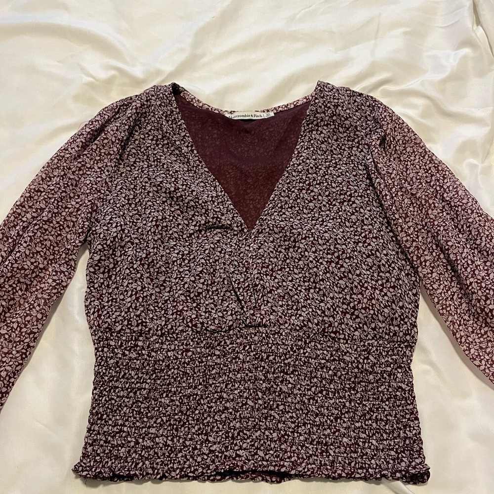 Purple flower crop blouse